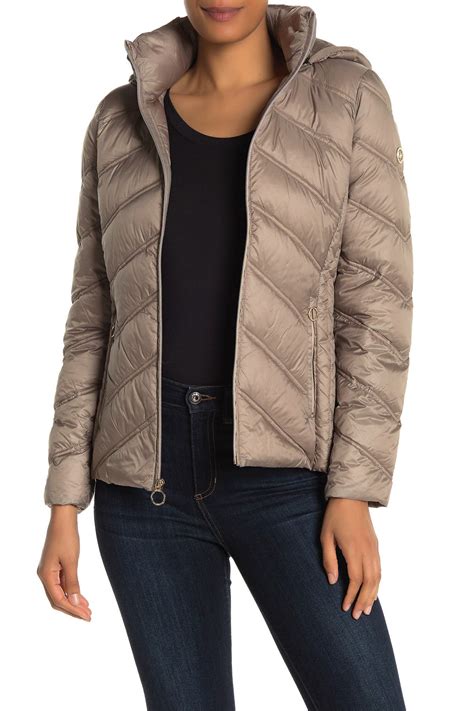 michael michael kors hooded packable down coat|Michael Kors lightweight packable jacket.